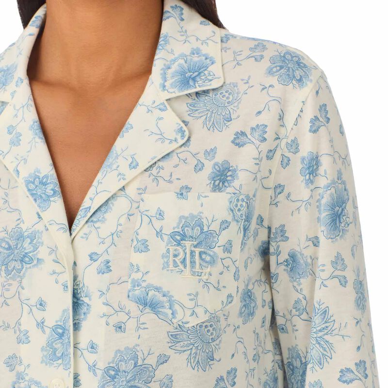Lauren Ralph Lauren Classic Knits 3/4 Sleeve Notch Collar Pajama Set image number 2